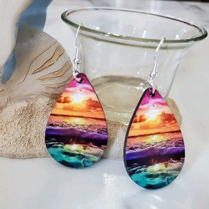 Ocean Sunset Teardrop Earrings